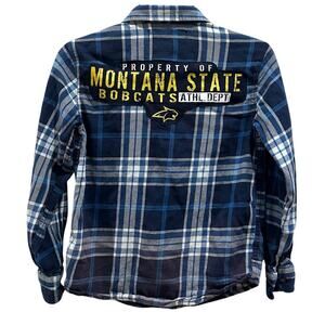 Montana State University Flannel Button Down Shirt Kids LARGE MSU Bobcats Gift